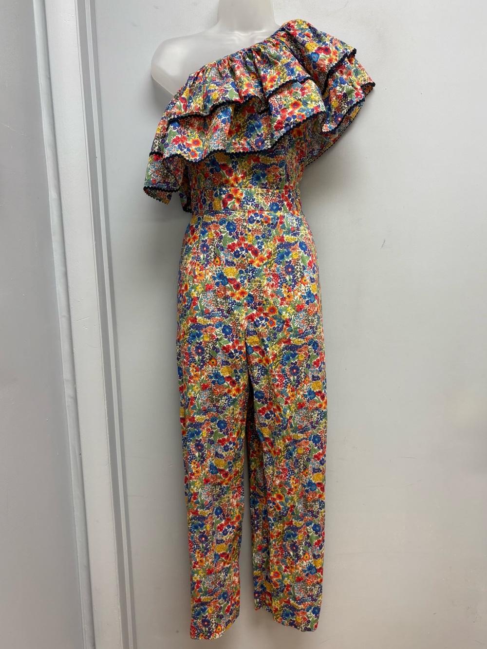 J.Crew Liberty London Margaret Annie Floral One-Shoulder Wide-Leg Jumpsuit 2 - Picture 4 of 16